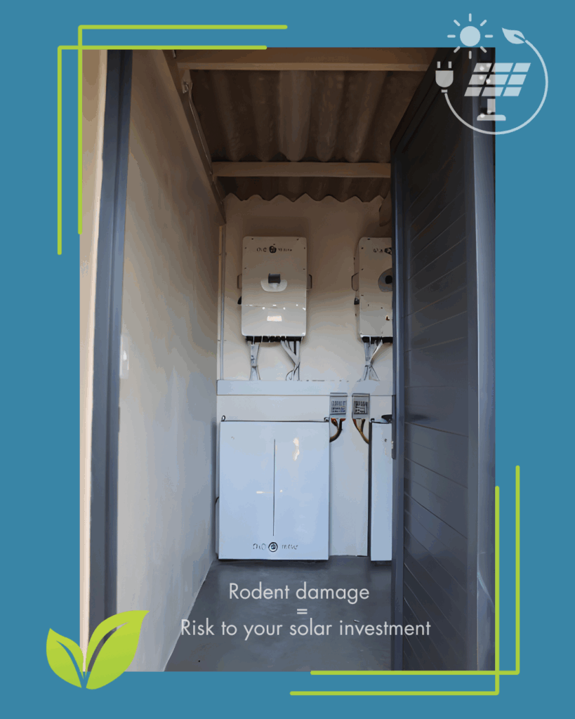 Solar inverter room with no rodent prevention measures in place.
